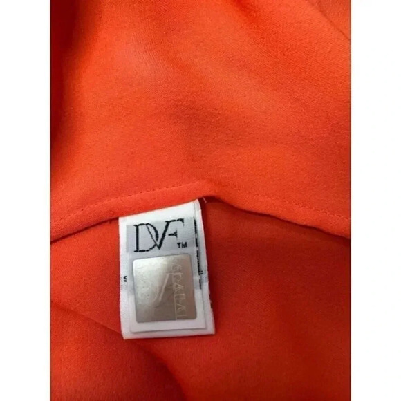 DVF | Elegant Coral Halter Top with Ruffle Hem | Summer Chic Sleeveless Blouse - Picture 6 of 8